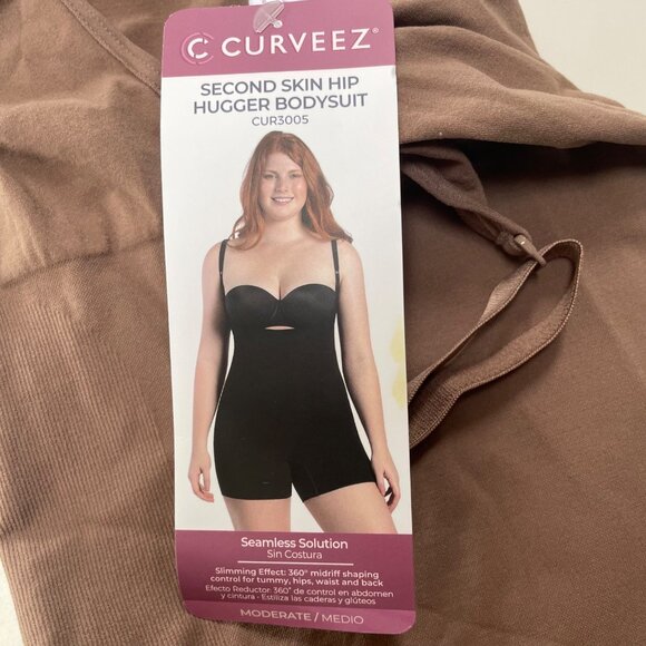 Curveez® Second Skin Hip Hugger Bodysuit Shapewear Brown Cocoa Sz LG  CUR3005 - Picture 7 of 8